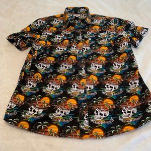 True Religion Button Down Skull and Palms Shirt Size 2XL